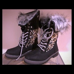 Justice for Girls Black with faux fur and sequins